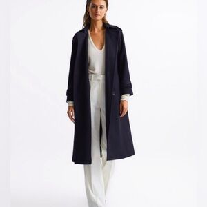 KATAYONE ADELI VINTAGE Button Down Trench Coat in Dark Blue Size XS